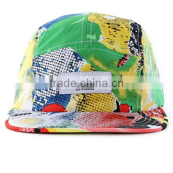 Fashion 5 panel hat no minimum custom colorful 5 panel flat brim hat
