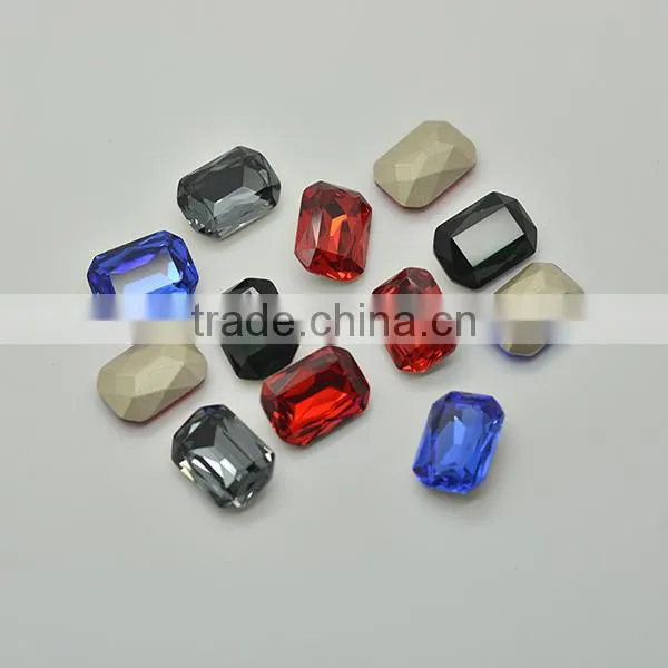 fashion octagon crystal stone colorful glass bead from Pujiang