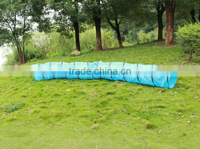 Long blue oxford cat tunnel with handing bag for pets traning toy