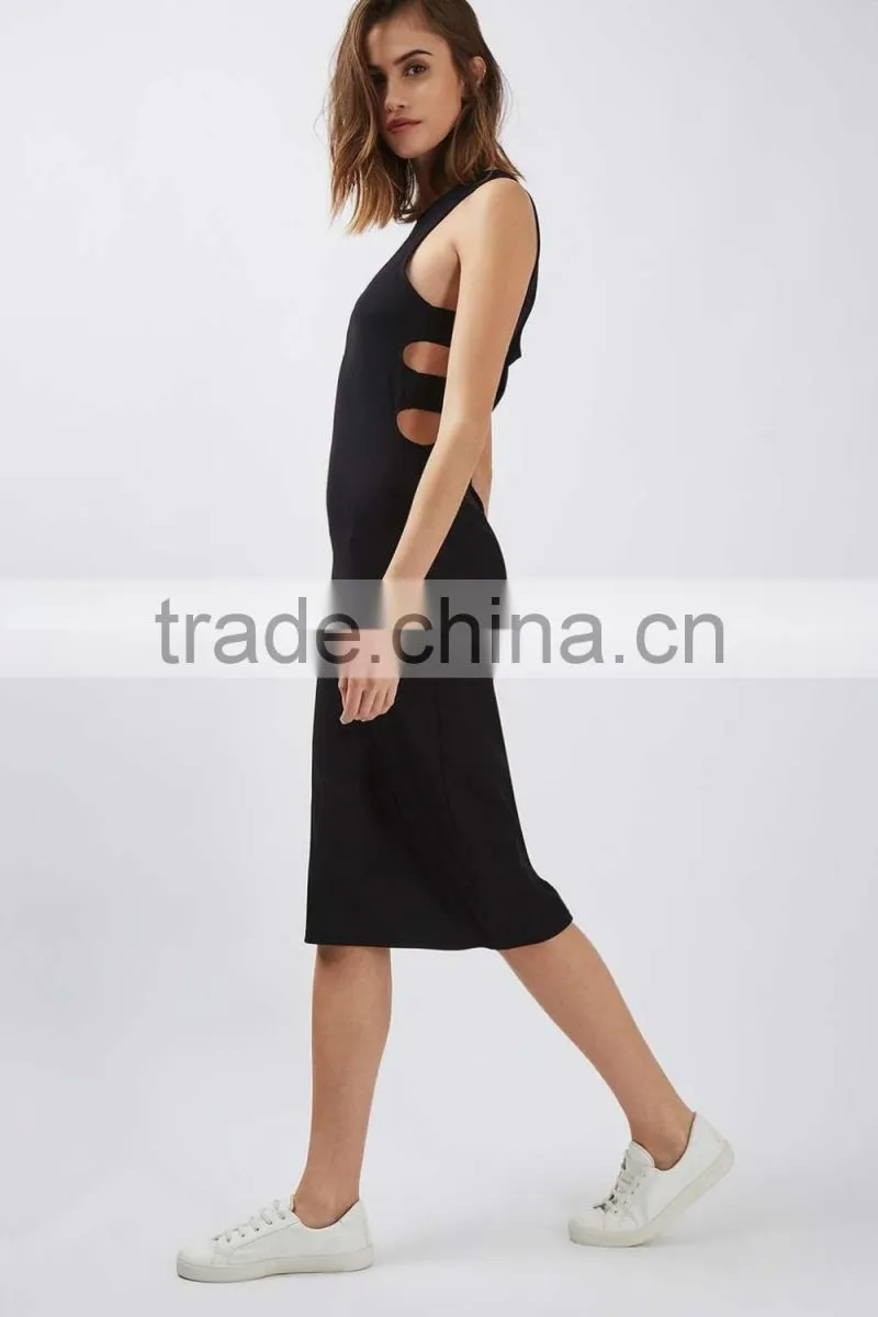 Women's black Vest Midi Dress