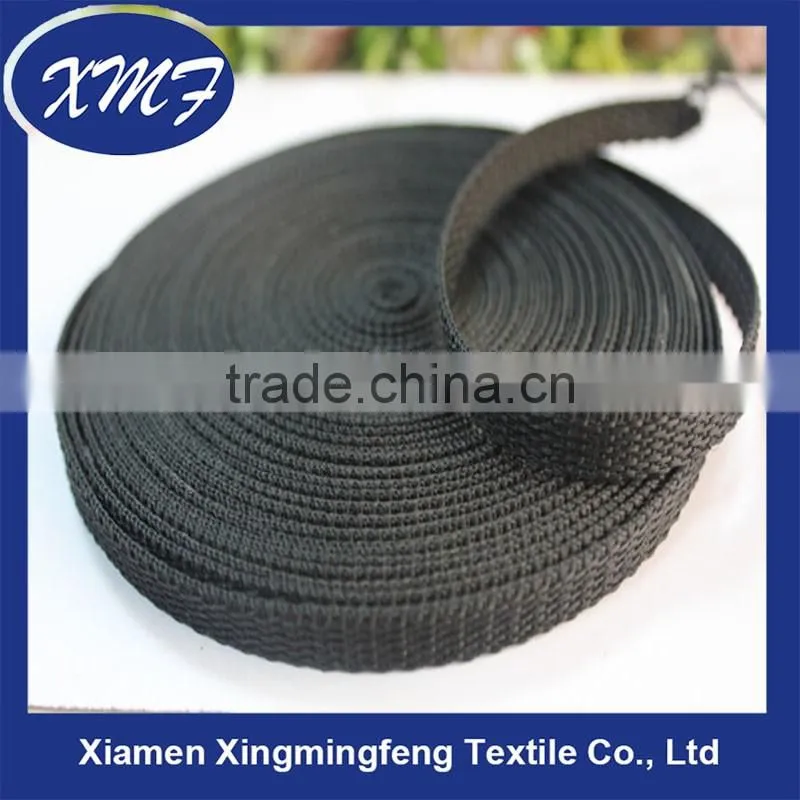Custom 10mm wide black color flat shape polypropylene pp webbing for high quality