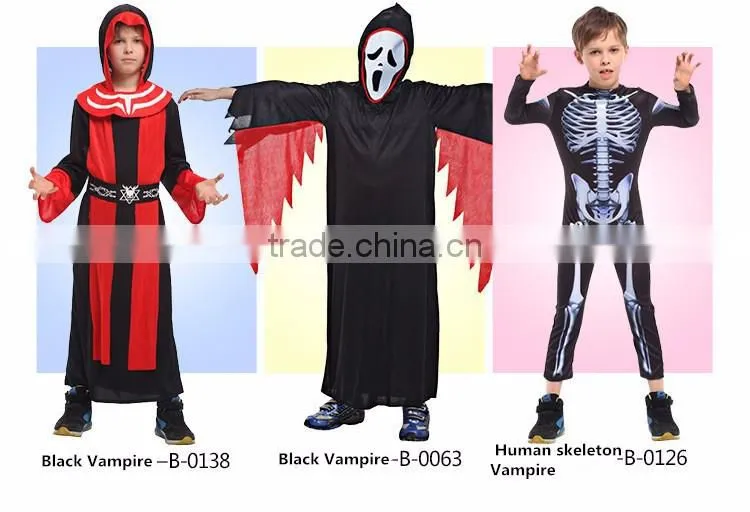 Fancy style devil red color dress Kids vampire dress for halloween