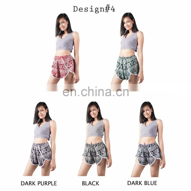 Lofbaz Women's Printed Lace Summer Beach Pom Pom Sexy Festival Hot Shorts