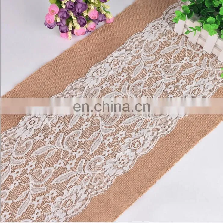 Decorated Lace Burlap Christmas Table Runner