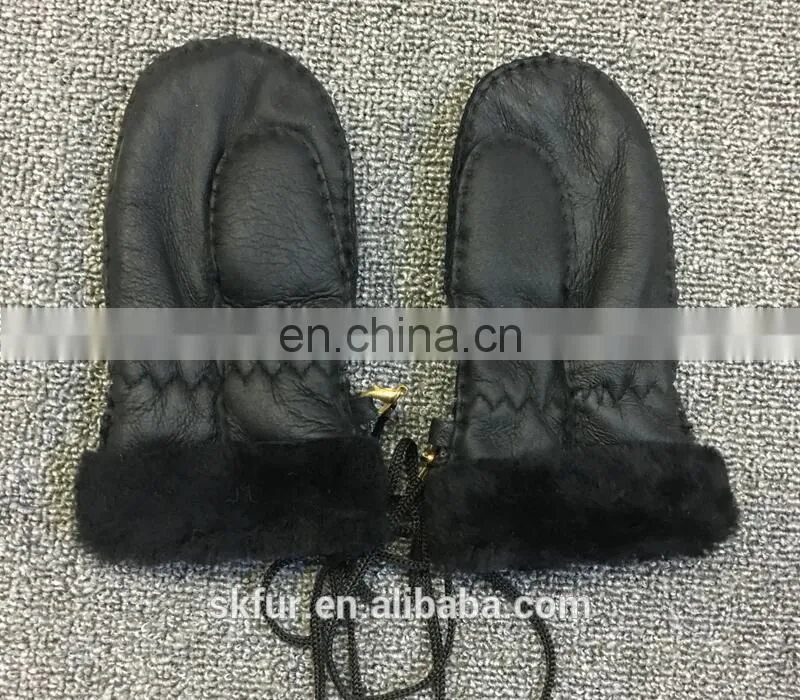 China factory wholesale genuine sheepskin fur leather gloves for men and kids