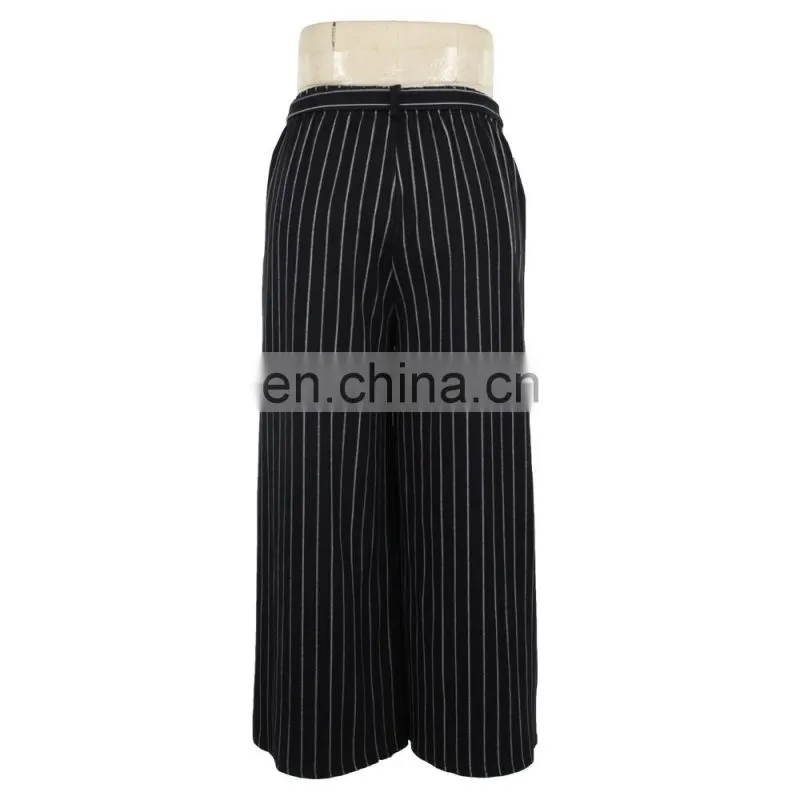 ODM Factory Mature Lady Formal Loose Fit Stripe Trouser