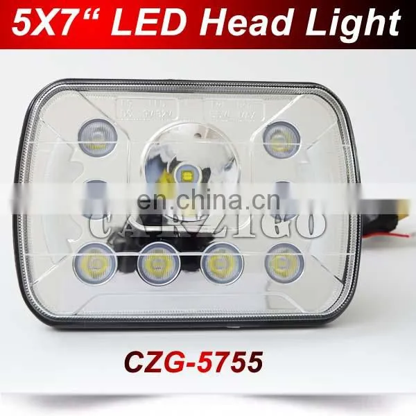 CZG-5780 2017 newest off road Hi/Lo beam 5*7 led head lamp h4 motorcycle led driving light for harley Davison forJeep wrangler
