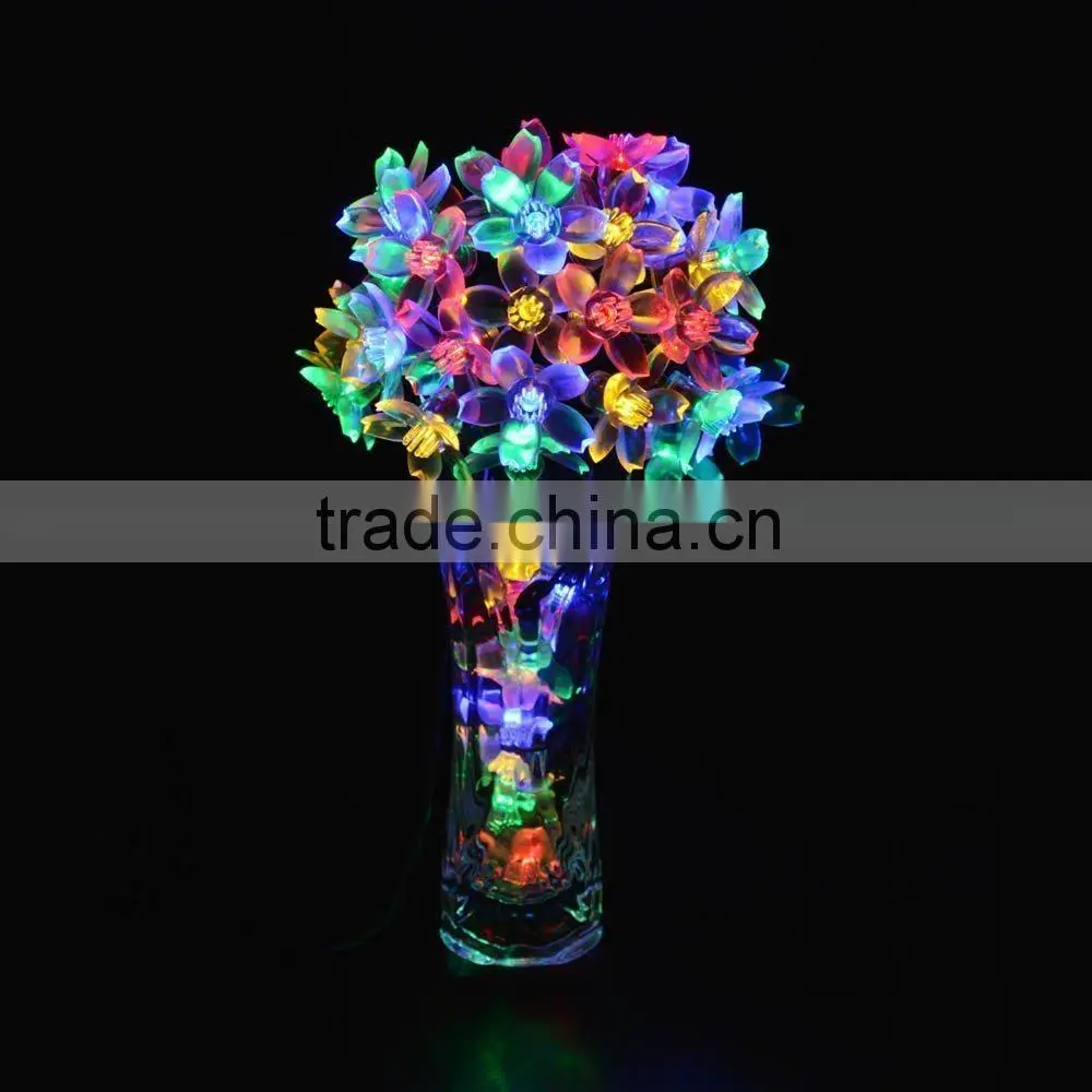 50 LED 7M Peach Blossom Shape Solar Powered String Fairy Lights for Indoor Outdoor Garden Christmas Wedding Party
