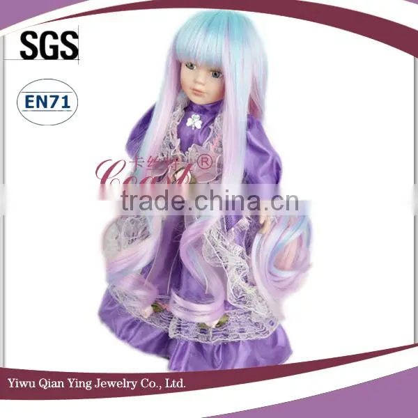 colorful long curly purple and blue innovative american girl doll wigs