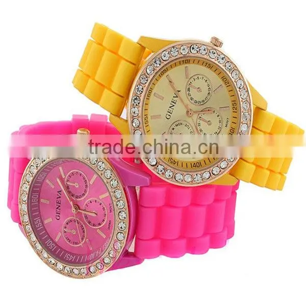 TM & silicone long watch band fancy lady watch