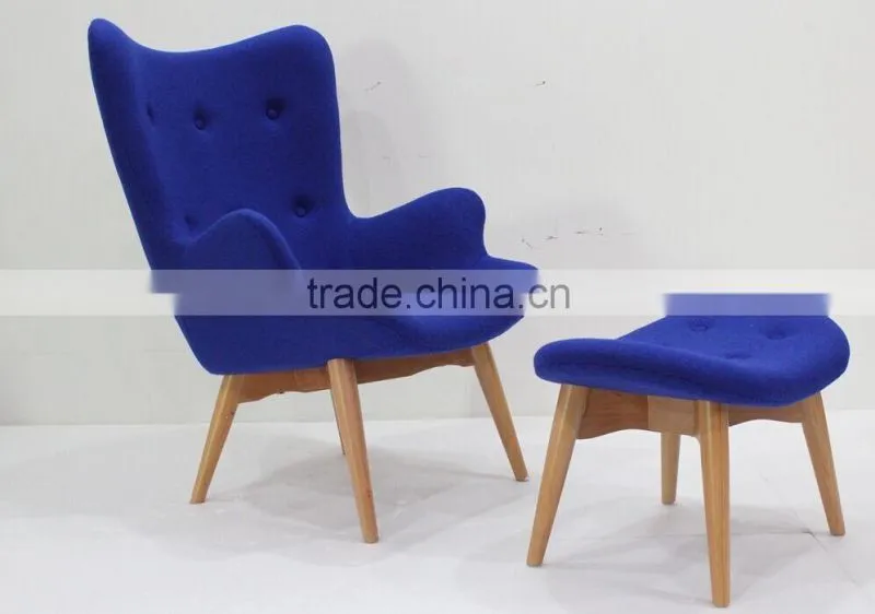 replica fiberglass material solid wood frame cashmere featherston contour lounge chair with ottoman by Grant Featherston