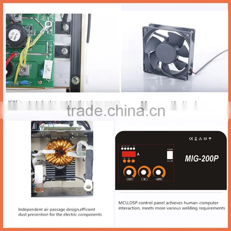 IGBT DC Inverter single phase high frequency portable and compact 3 in 1 CO2 gas tig/ SMAW /mig/mag pulse welder MIG-200P