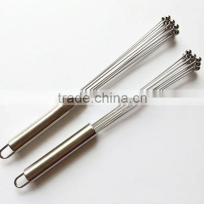 Latest Kitchen Tool Egg Wire Whisk Stainless Steel ball manual egg ball whisk beater easy clean 10'' and 12'' LOGO embossed