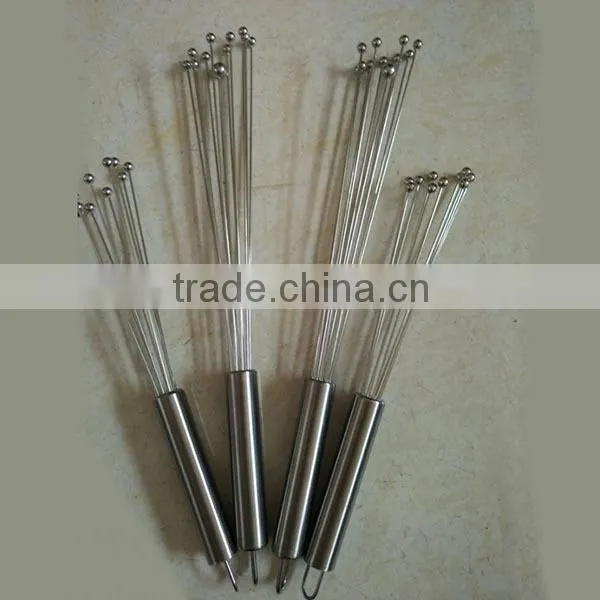 Latest Kitchen Tool Egg Wire Whisk Stainless Steel ball manual egg ball whisk beater easy clean 10'' and 12'' LOGO embossed
