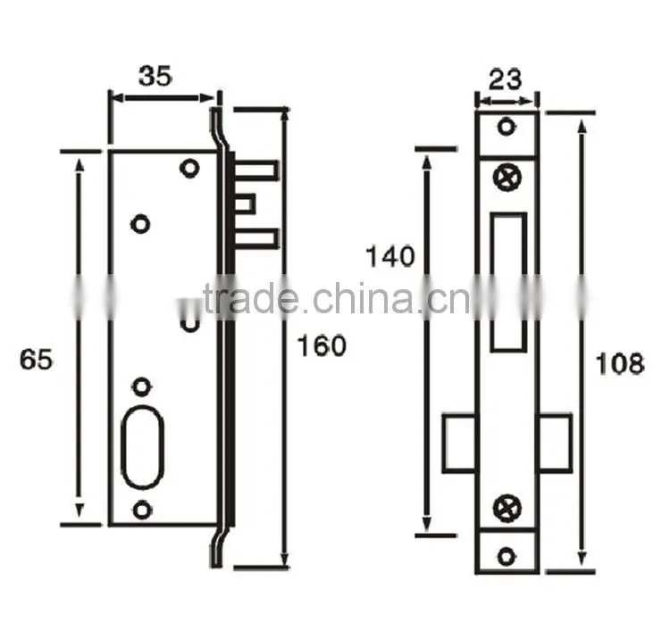 High quality good selling sliding iron keys brass cylinder door lock for aluminium and wooden door