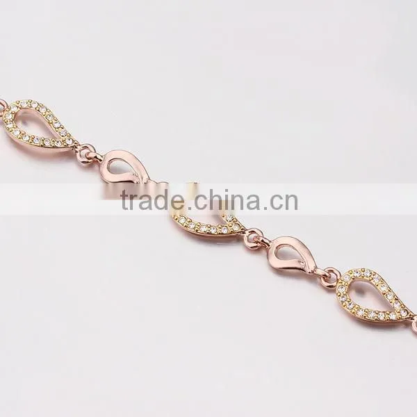 Top quality Elegant water drop shaped plated gold bracelet 18k