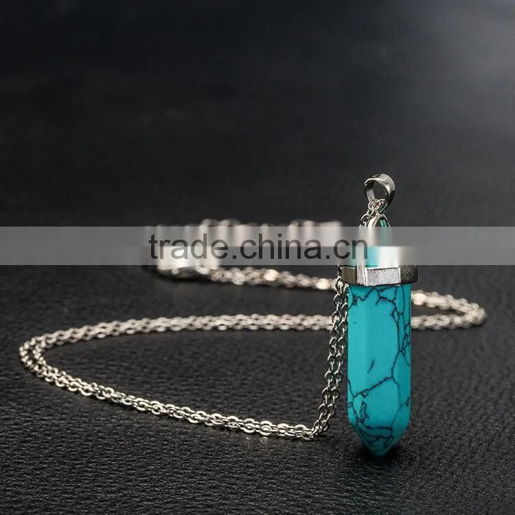 Bullet Shape Natural Stone Real Amethyst Necklaces Crystal Gem Stone Quartz Pendant Necklace For Female