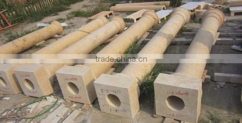 Beige marble balustrades and handrails for sale