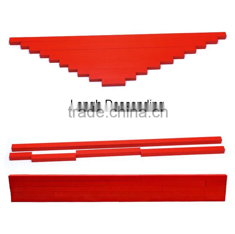 Wooden Montessori Sensorial Material Small Long Red Rods Educational Toys