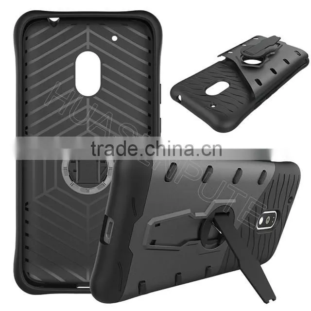 Heavy Duty Armour Shock Proof Hard Case Cover With Stand For Moto G4 Play