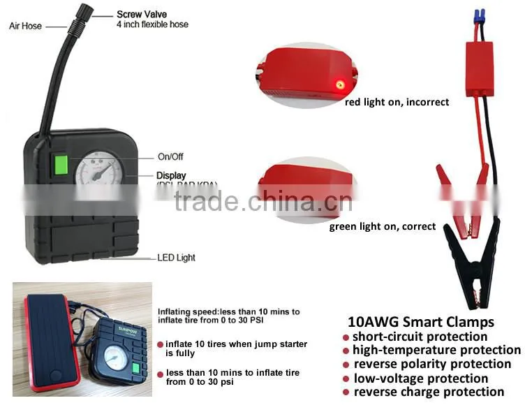 sunpow double usb multi-function power station New Car Accessory Product High Capacity Power Bank 12v car jump starter