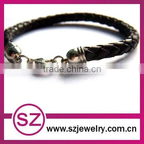 PUB0049 braided green leather vintage bracelet clasp