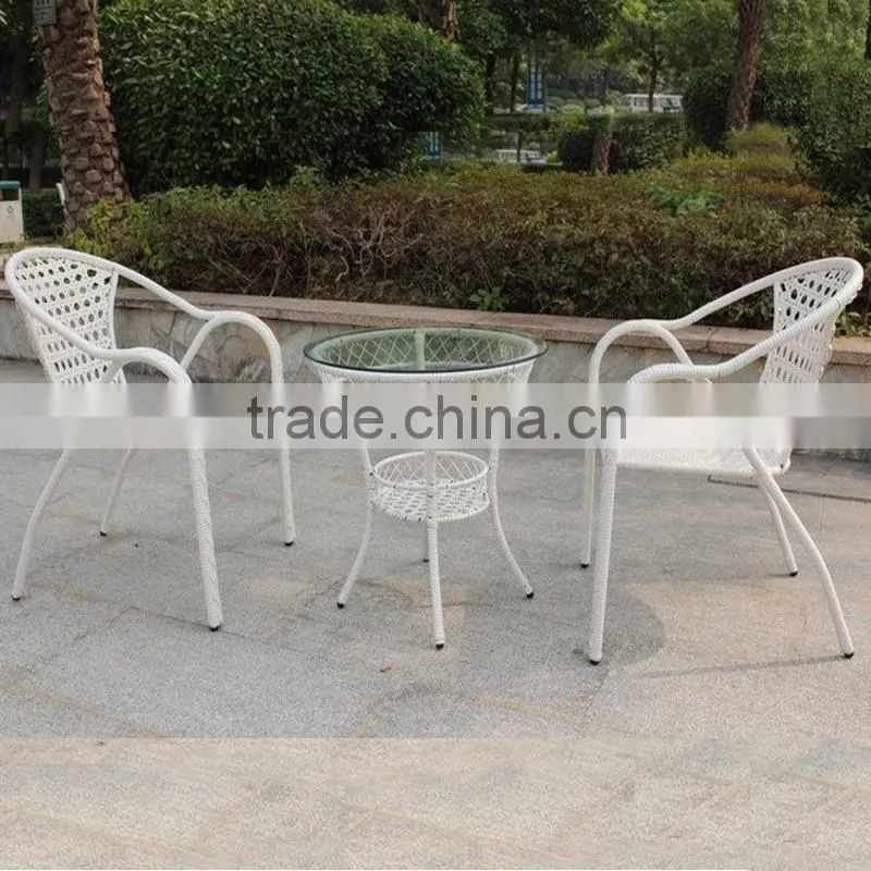 Cheap Outdoor Rattan Round Dining Table and stackable chair Sets