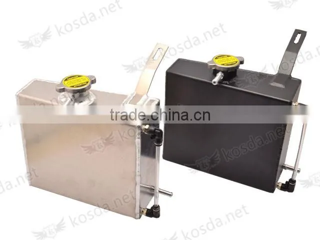 Universal 2JZ Polished Aluminum Black Radiator Coolant Overflow Tank Reservoir Kit