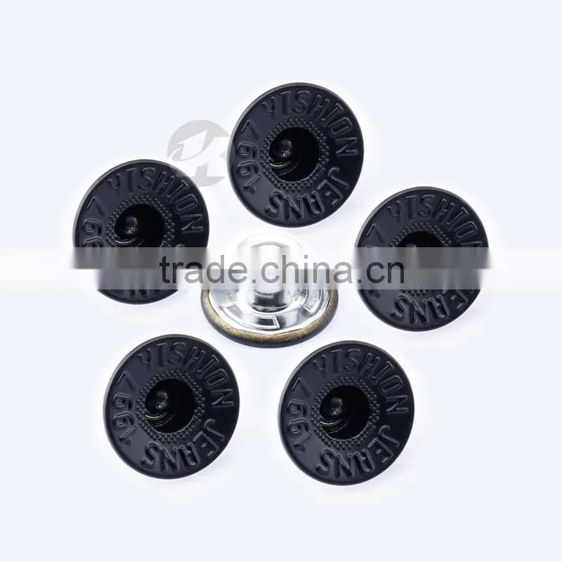 Custom Made Embossed Metal Shank Brass Black Button With Logo