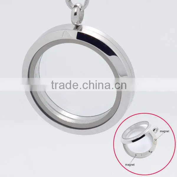 2015 fashion 20mm/25mm/30mm round plain stainless steel photo glass memory floating charm locket