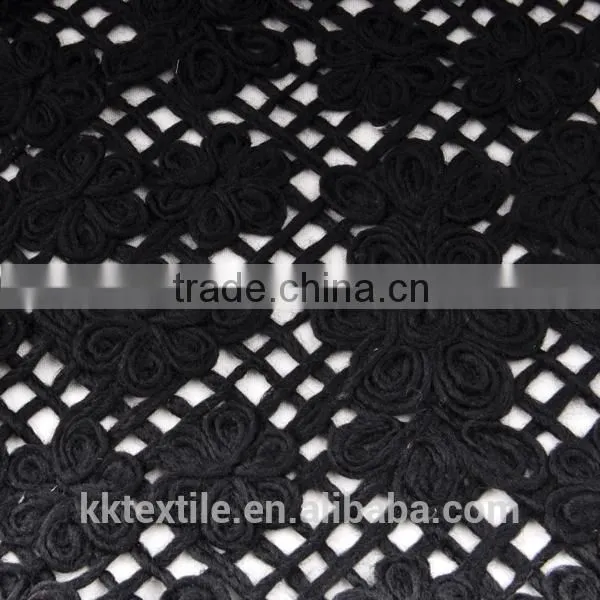 new item wool flower pattern organza lace embroidery fabric for clothes