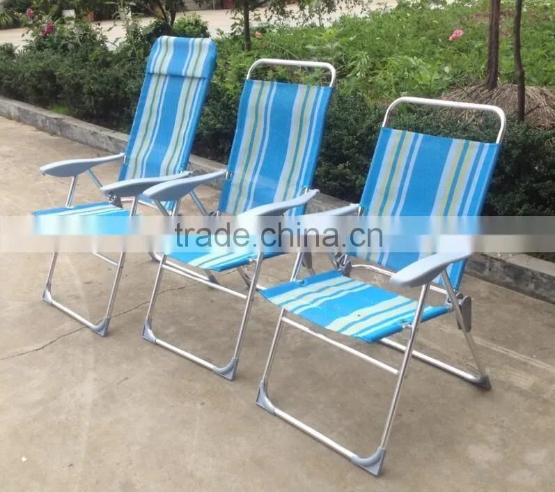 Comfortable ventilated folding aluminum beach chair with adjustable positions