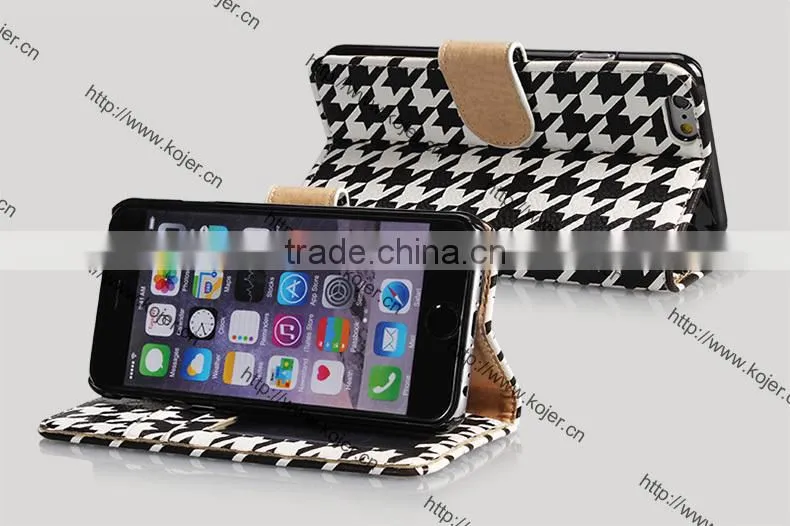 Newest Swallow gird Leather Flip Phone Cases for iphone 6