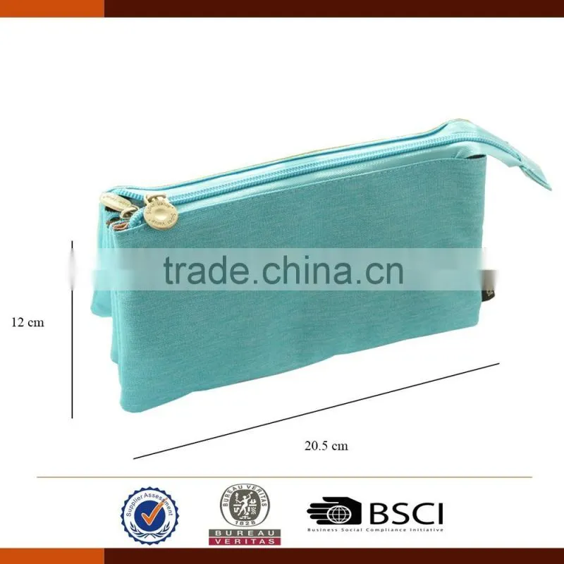 Colorful canvas pencil case for school 3 layers