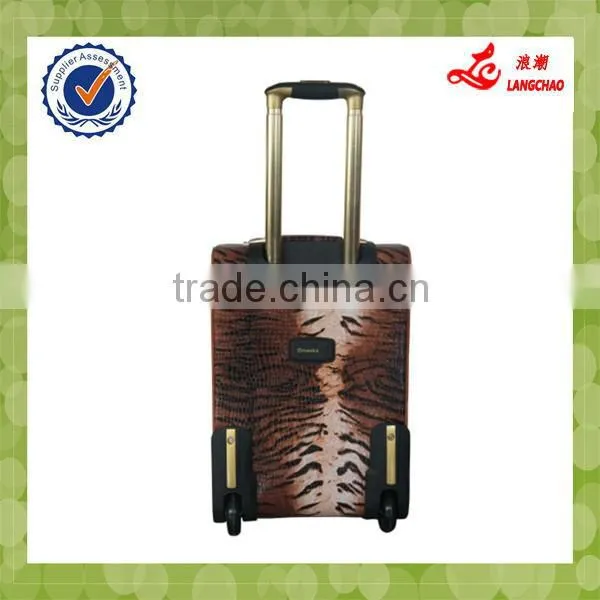 Two Wheels PU Leather Carry On Vintage Trolley Luggage