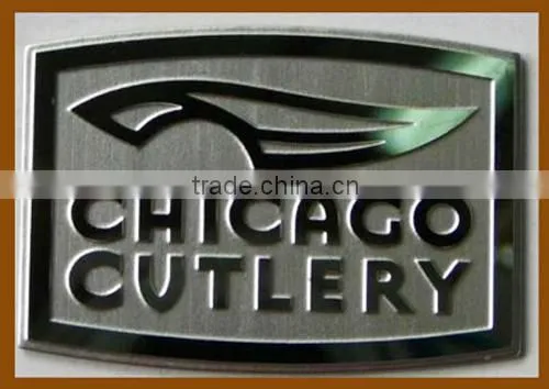 Factory price etched stainless steel nameplates, metal nameplate for shoes, low tolerance etching nameplate