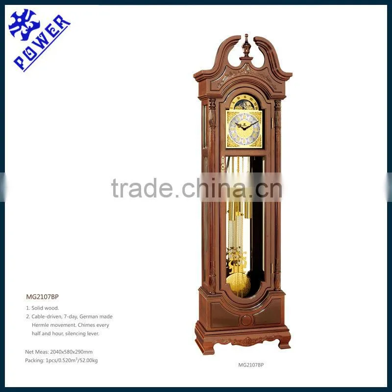 Traditional arts grandfather clock Solid wood Strikes every half and hour German made Hermle movement MG2106BP