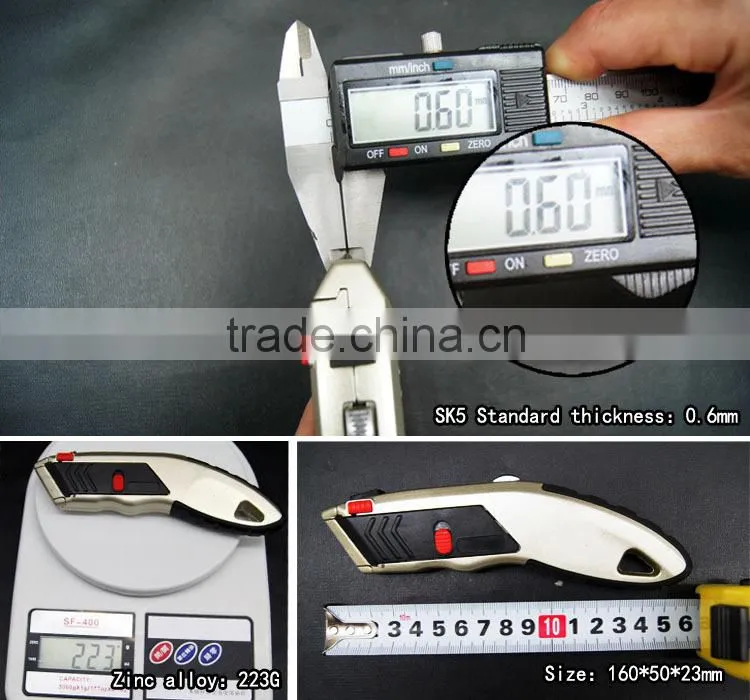 6PCS Auto Loading Trapezoid blade Zinc alloy Utility Knife