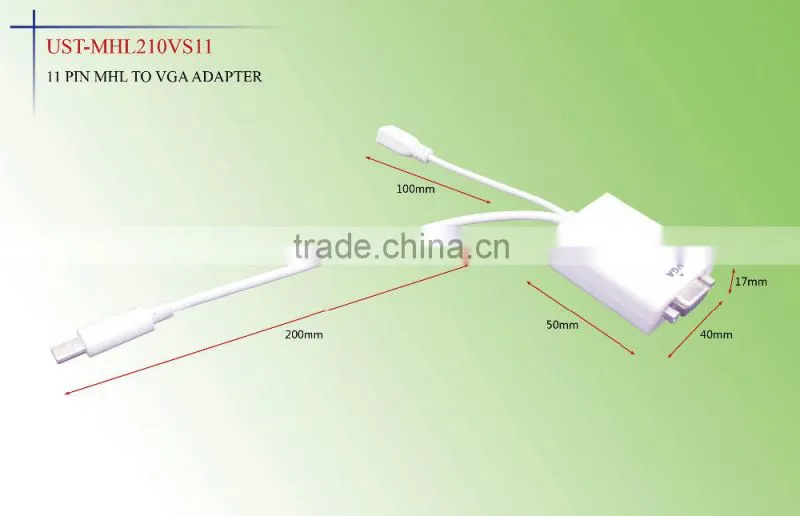 Micro USB 11pin MHL adaptador VGA + audio for smart phone