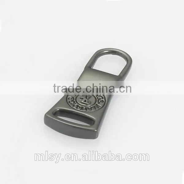 Embossed gold brass zipper puller for garments Brightness B1-80009