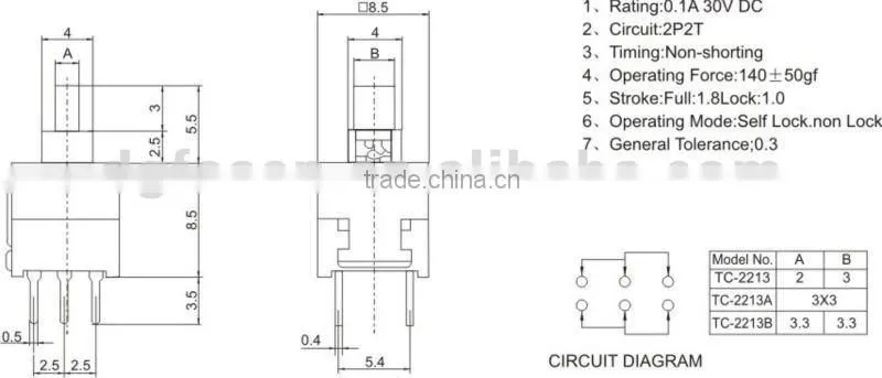 push button lock type switch PB-22E06