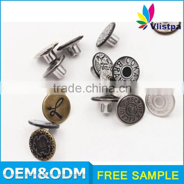 wholesale custom made metal tack jeans button