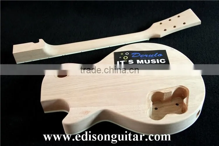 DIY Electric Guitar Kits with hardware Solid Mahagany Body Tiger Maple Top MX-002