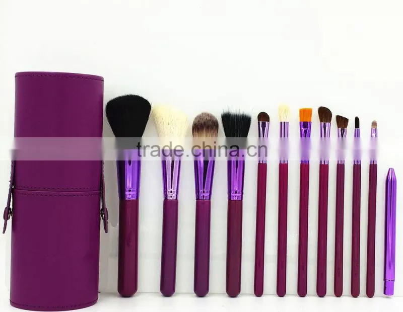 12 Cylinder purple makeup brushes