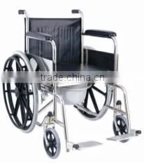 Hot sale commode wheel chair with fixed armrest fixed footrest