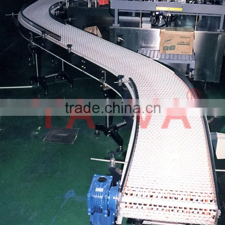 Customized plastic blue color 90 degree curve belt conveyor