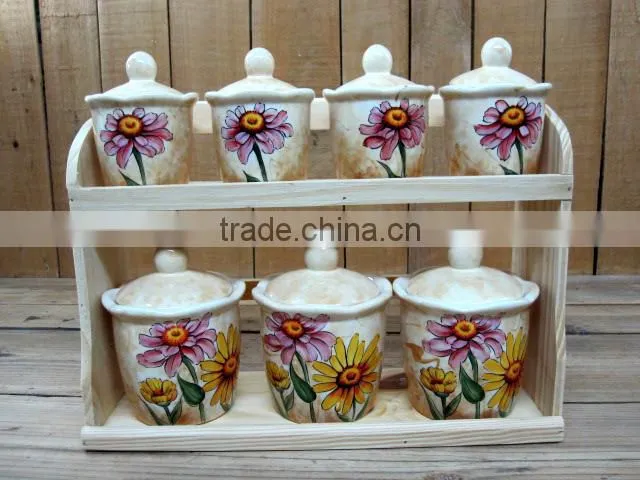 Wholesale handpaint daisy ceramic hang side flower planter set