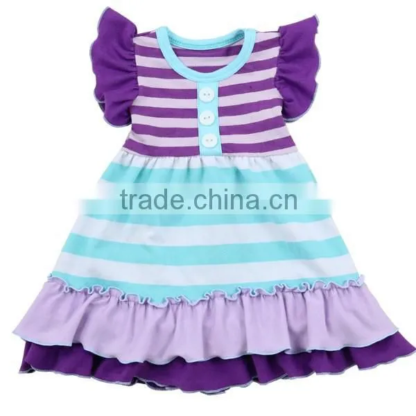 Summer new design stripe ruffle skirt wholesale children's boutique clothing cotton baby girls dress