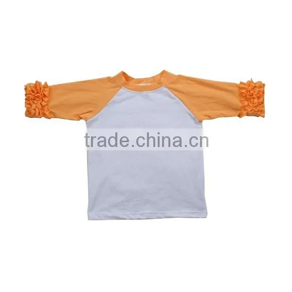 wholesale children's boutique clothing kids tshirt round neck ruffle raglan shirt deisgn children t shirt
