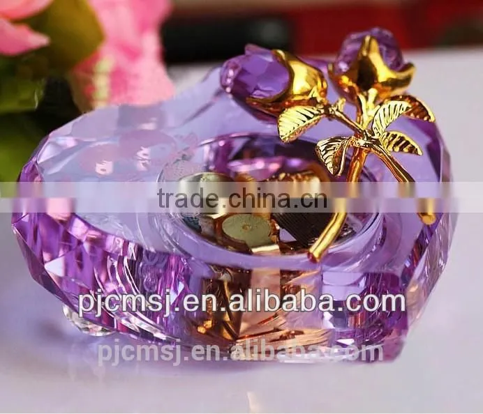 New Design - Beautiful Purple Crystal Swan Music Box For Wedding Souvenirs Gift 2015